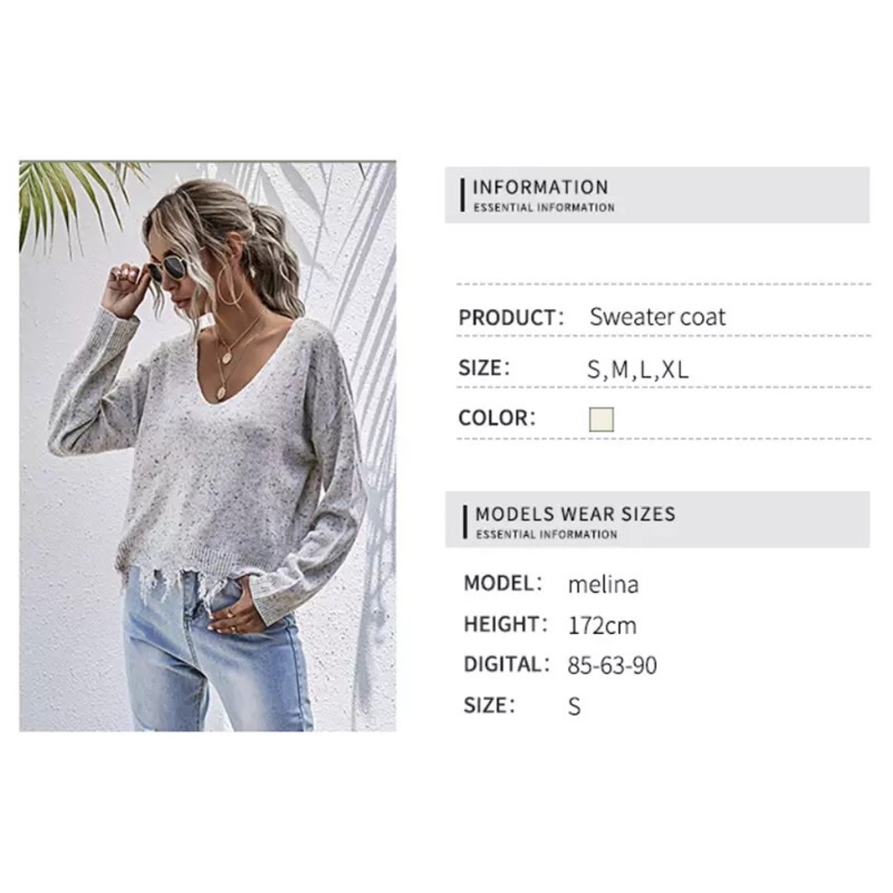 LAST ONE Frayed Confetti Distressed Knit Sweater - Picture 11 of 12